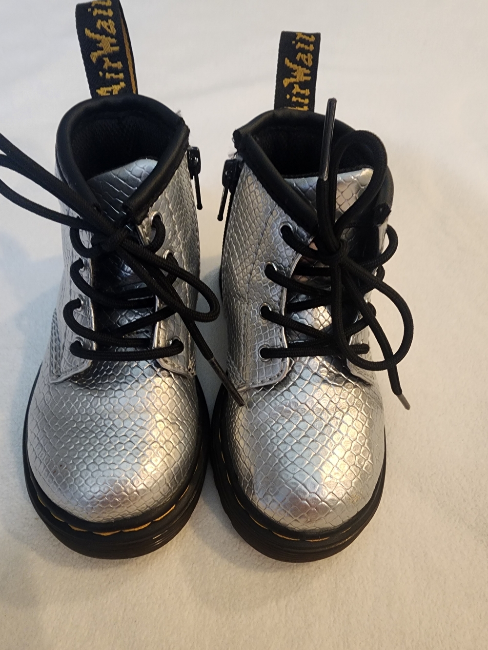 Doc Martens Silver Metallic Toddler Boots 6